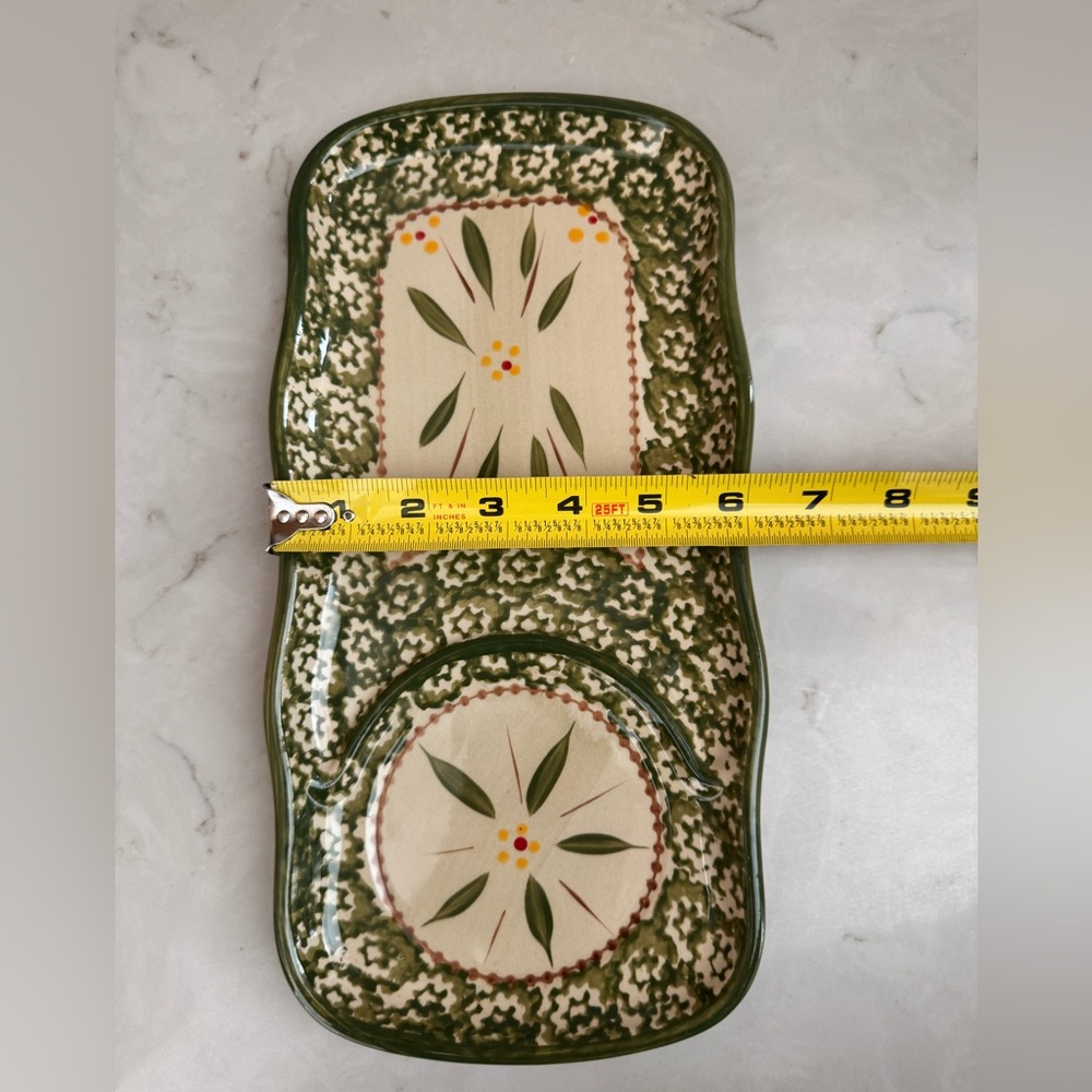 Temptations Presentable Ovenware by Tara~Old World~Serving Platter Ceramic Green - Picture 8 of 9